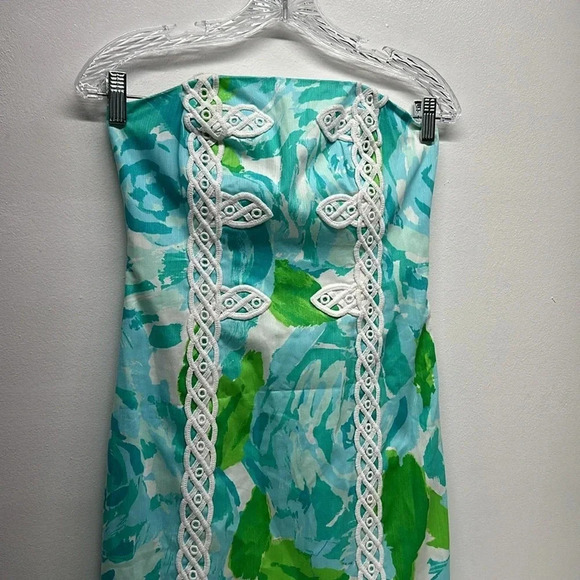 Lilly Pulitzer Tansy First Impressions Dress Mini Strapless Poolside Blue New 2 - Picture 3 of 9